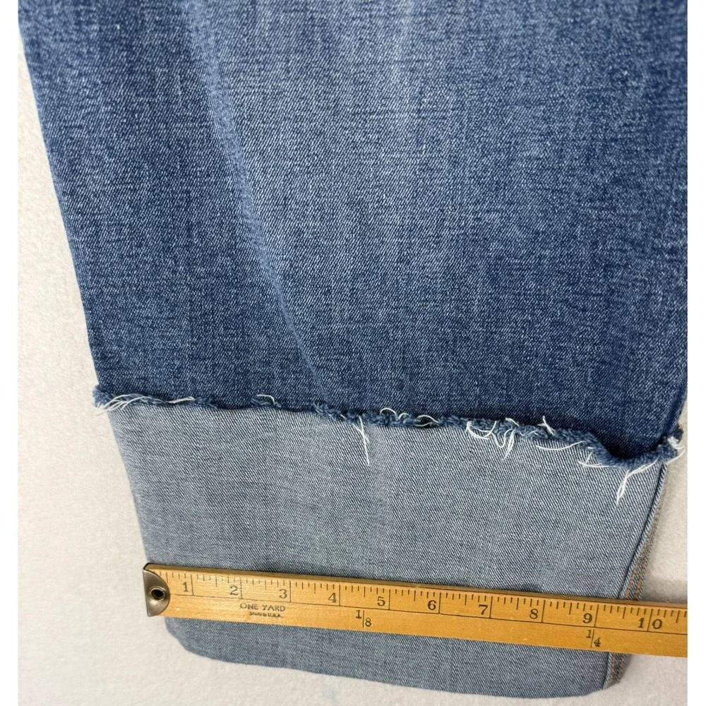 Banana Republic Wide Leg Crop Jeans Womens 31/12 Blue Raw Hem Pleated Denim